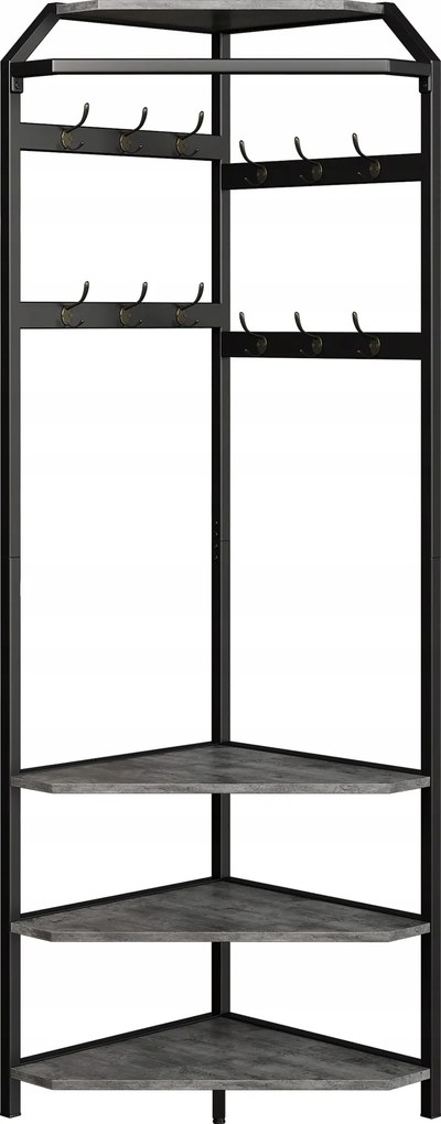 Szabadon álló előszobafal polcokkal, 6 dupla akasztóval, kőszürke