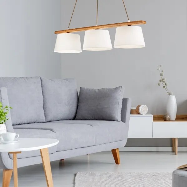 AIDA kábeles csillár, 3xE27, 3x60W, 230V, Ø 25 cm, tölgy