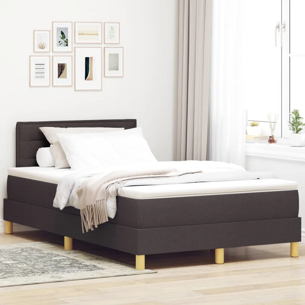 Box Spring Ágy Matraccal Sötétbarna 120x200 cm Szövet
