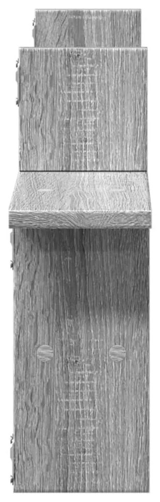 2 db szürke sonoma színű szerelt fa fali polc 38 x 12 x 38 cm