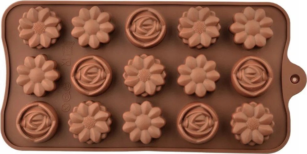 Szilikon Öntőforma 10,5 x 21cm Virágok Rózsák Virágok Praliné Csokoládé