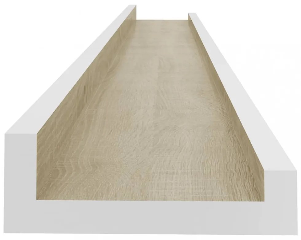 4 db fehér és sonoma tölgy színű fali polc 80 x 9 x 3 cm
