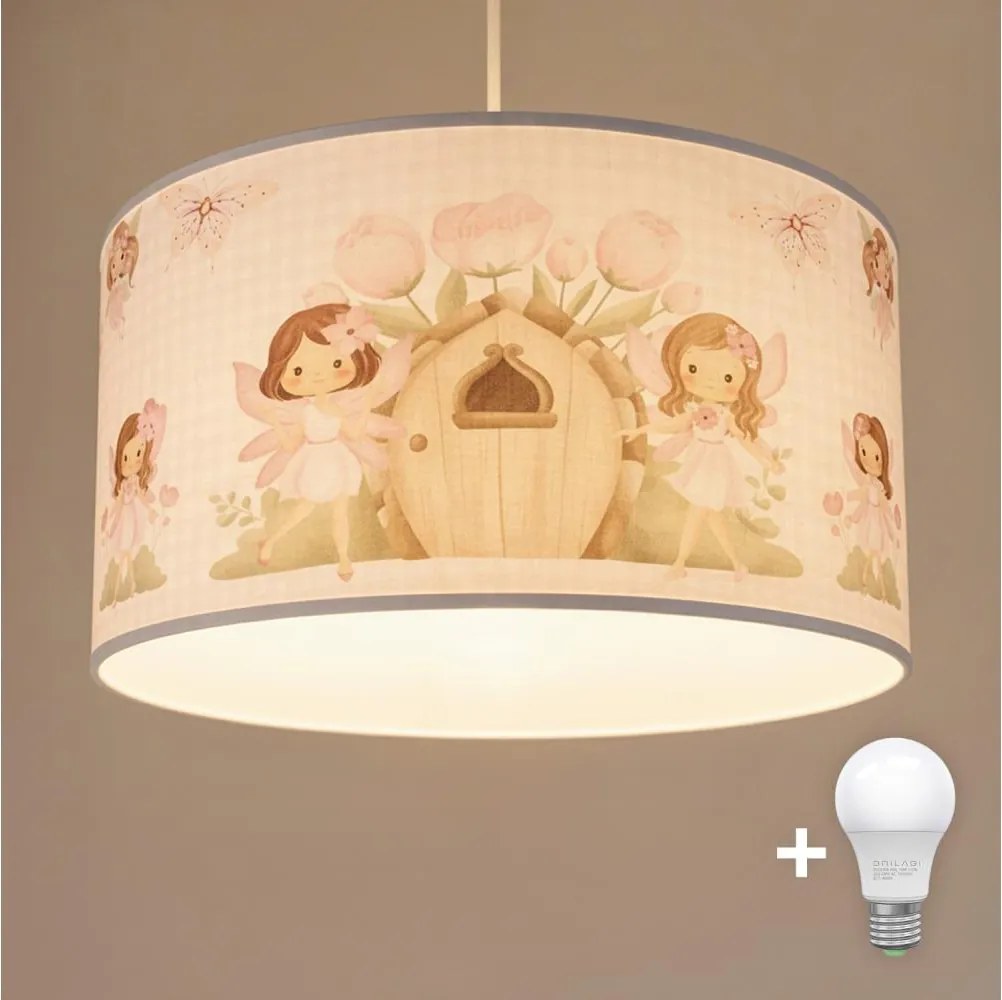Brilagi - LED gyerekszoba csillár zsinóron BOBO 1xE27/60W/230V átm. 35 cm rózsaszín/tündérek