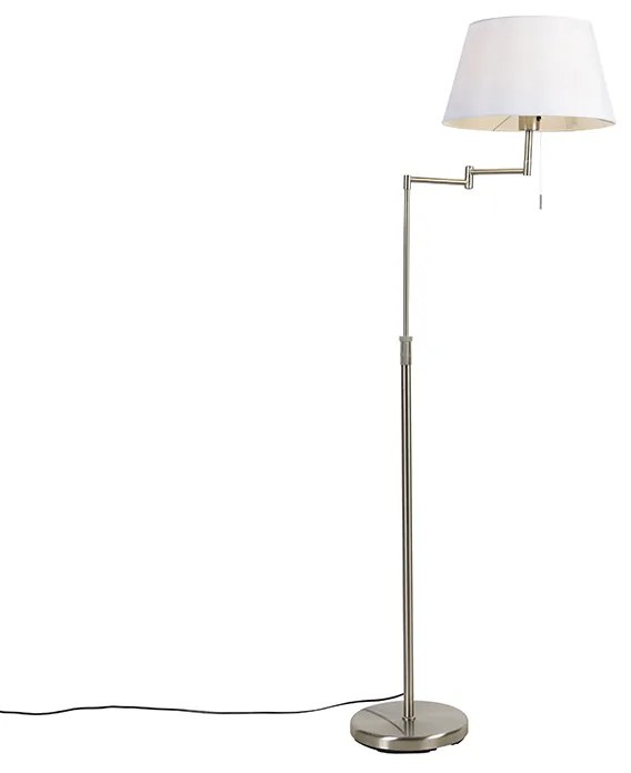 Acél állólámpa fehér szövetbúrával és állítható karral - Ladas Deluxe