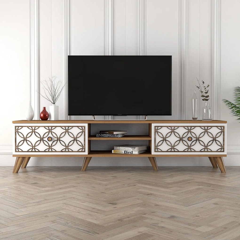 TV asztal/szekrény Clara (dió + fehér). 1071852