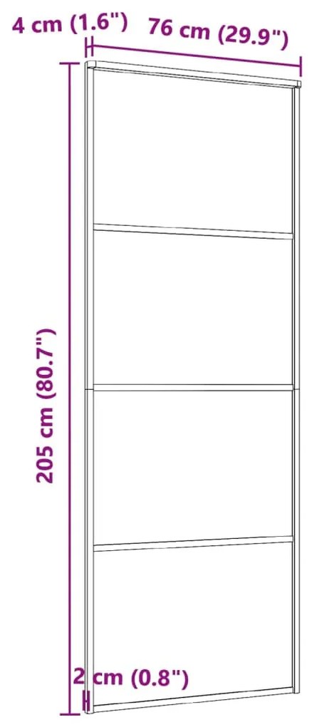 Fekete alumínium és ESG üveg tolóajtó 76 x 205 cm