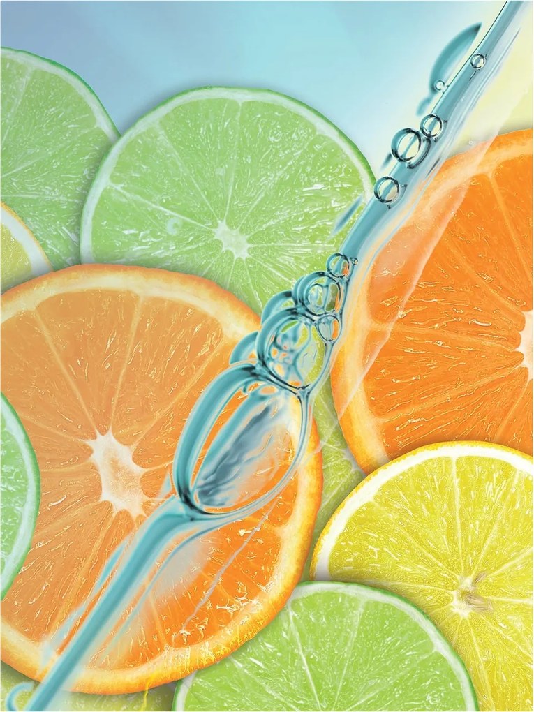 Fotótapéta flizelina Citrusfélék a nyár energiája a falon 184x254 +ragasztó