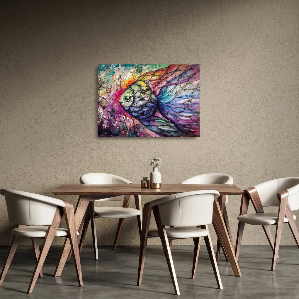 Kép - színes hal (üvegen) (70x50 cm)