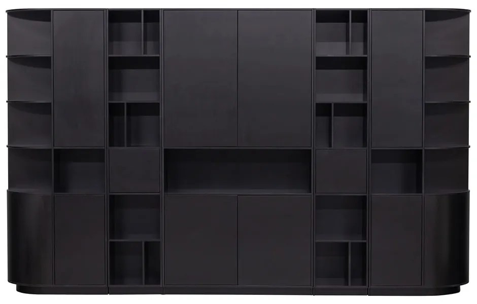 Fekete borovi fenyő moduláris könyvespolc 346x210 cm Finca – WOOOD