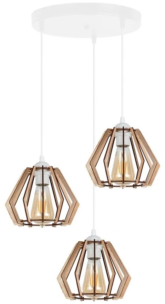 Csillár zsinóron BERGO 3xE27/60W/230V fehér