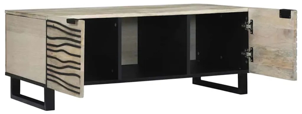 Dohányzóasztal Fehér, Fekete 100 x 54 x 40 cm tömör mangófa