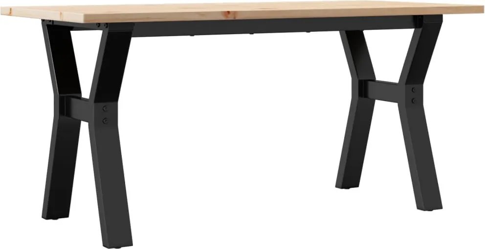 vidaXL tömör fenyőfa és acél dohányzóasztal Y-vázzal 100x50x45 cm