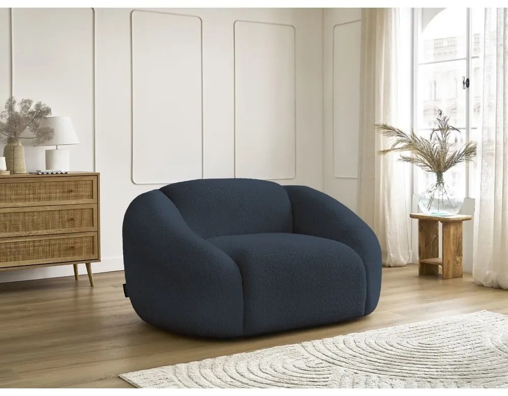 Sötétkék buklé fotel Tina – Bobochic Paris