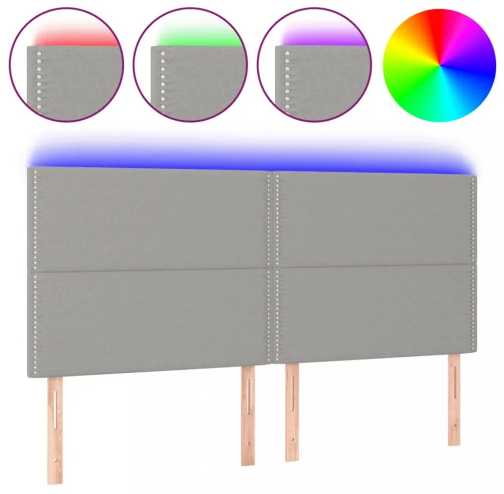 világosszürke szövet LED-es fejtámla 160x5x118/128 cm