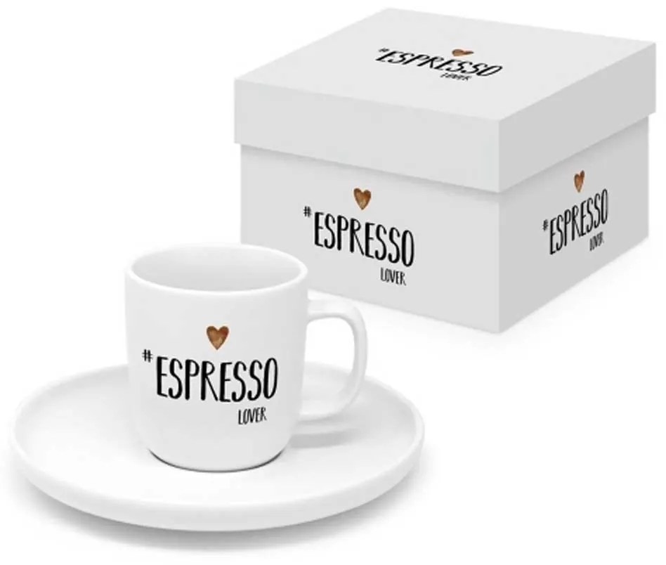 Fehér porcelán eszpresszó kávés csésze Espresso Lover