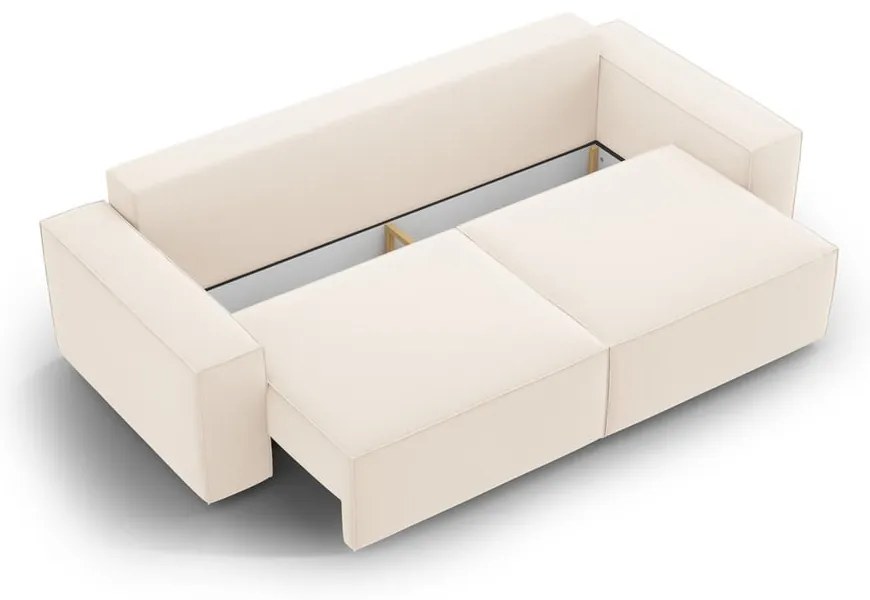 Bézs bársony kinyitható-tárolóhelyes kanapé 247 cm Jodie – Micadoni
