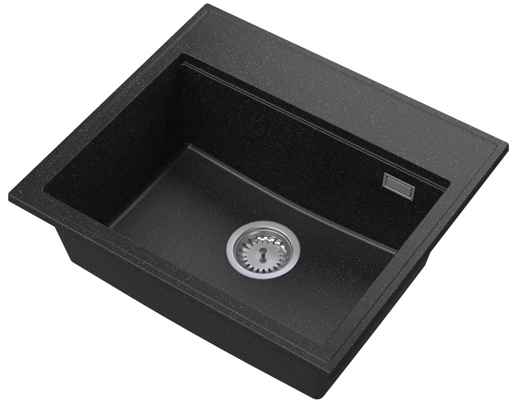 Gamma Modern 5055, 1 rekeszes gránit mosogató 560x500x210 mm, fekete pettyes, GMA-ZM-55-BP
