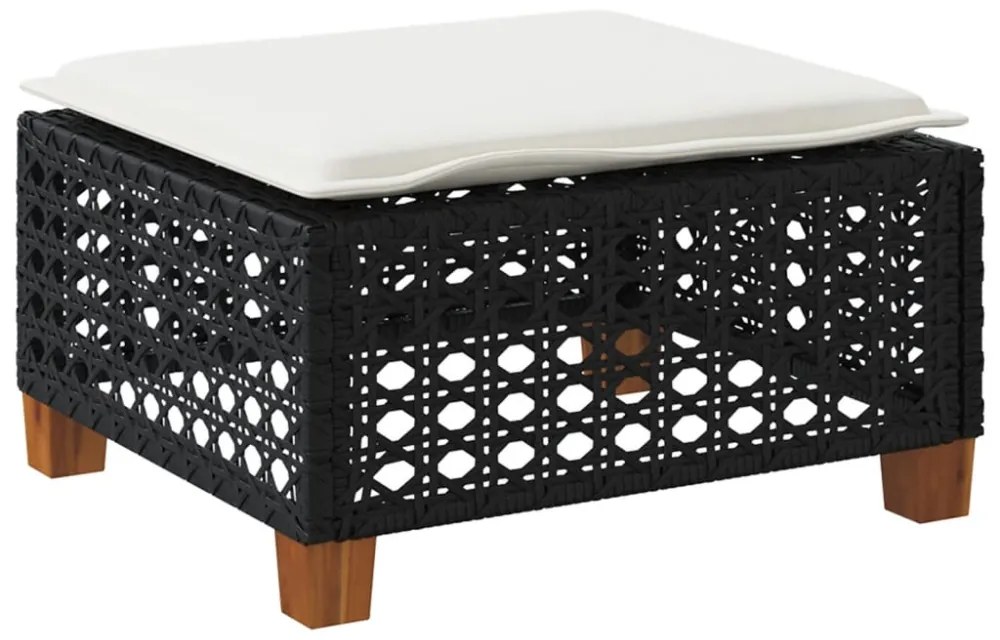 fekete polyrattan kerti szék párnával 63,5 x 56 x 32 cm