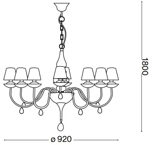 Ideal Lux - Csillár láncon BLANCHE 8xE14/40W/230V átm. 92 cm fekete