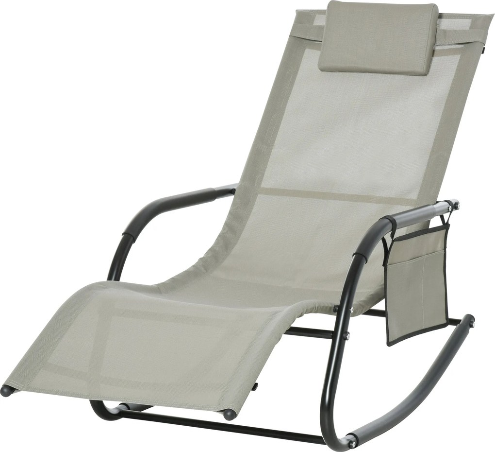 Outsunny Ergonomikus Hinta Szék - Levehető Fejtámasz, Kartámaszok, Tároló Zseb - Világosszürke Fém Epoxi Textilene | Aosom