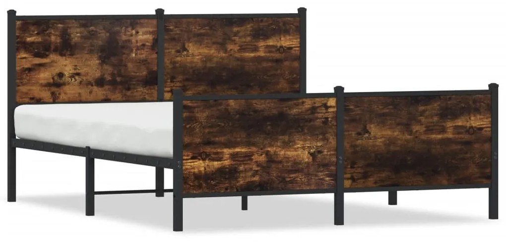 füstös tölgy színű fém ágykeret matrac nélkül 140 x 190 cm