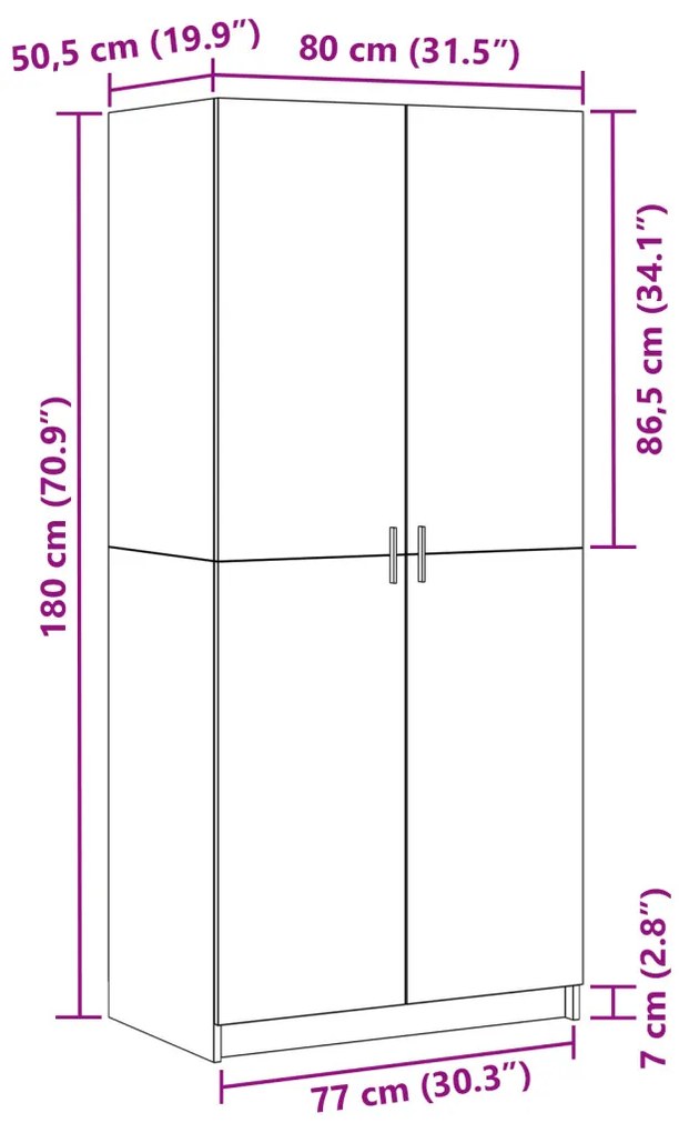 Szobaöltöny Fekete Tölgy 80x51x180 cm Mérnöki Fa