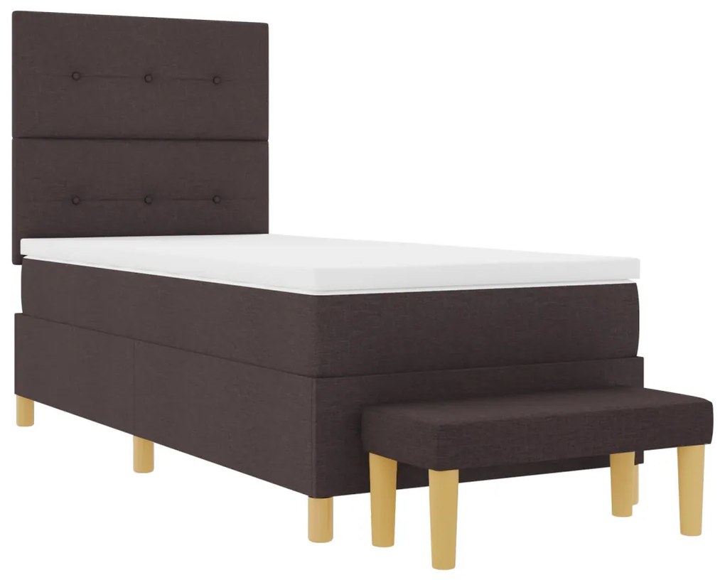 Boxspring Ágy Matrachoz és Padhoz Sötétbarna 100x200 cm Szövet