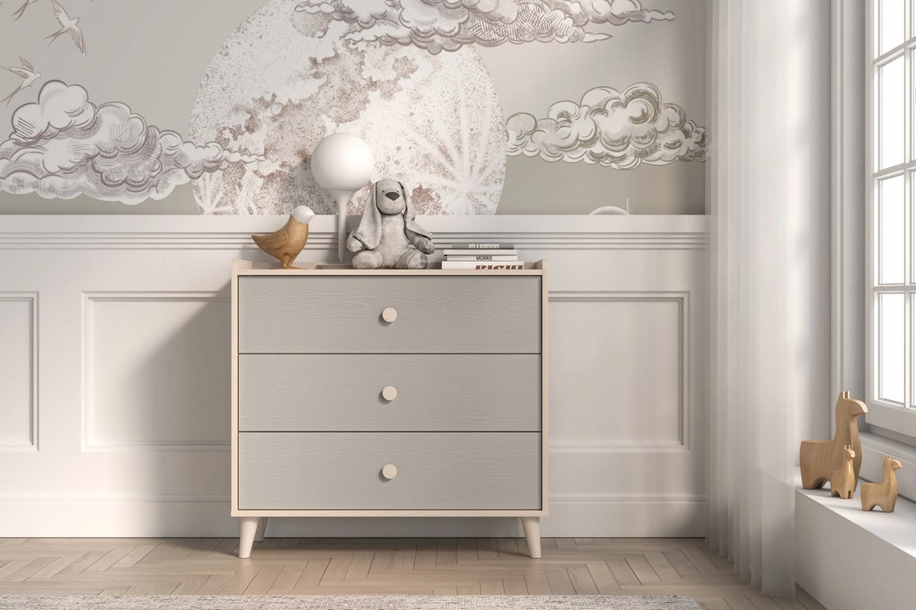 Marla komód 90 cm - sivatagi homok / szürke palládium