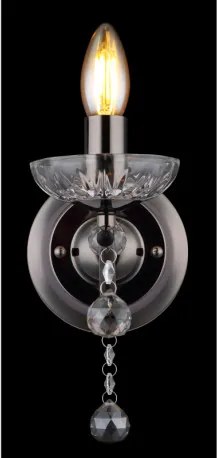 Globo 64134W Fali lámpa fém fekete-króm, füstszínű/átlátszó üvegkristályok, fény iránya: felfelé, SzxM: 140x330mm, Mélység: 240mm, 1x E14 40W 230V izzó nélkül