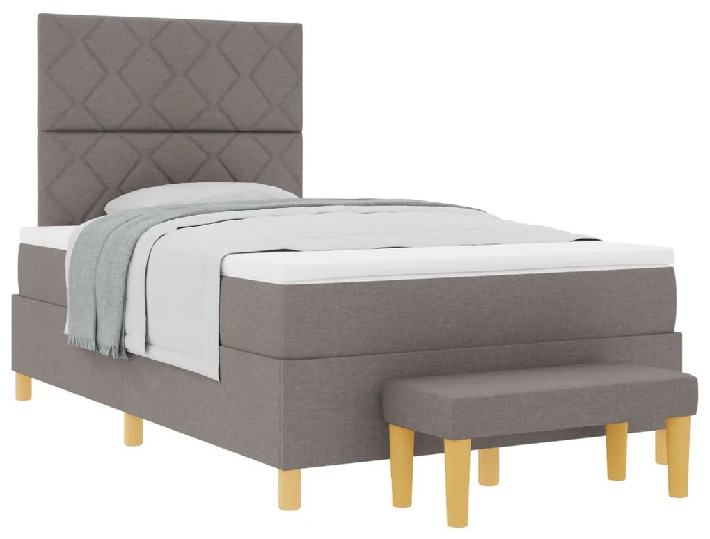Box Spring ágy matraccal és padláccal taupe 120x190 cm szövet