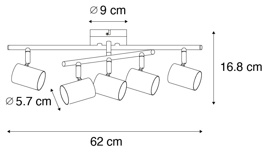Modern mennyezeti lámpa bronz 5-lámpás állítható téglalap alakú - Jeana