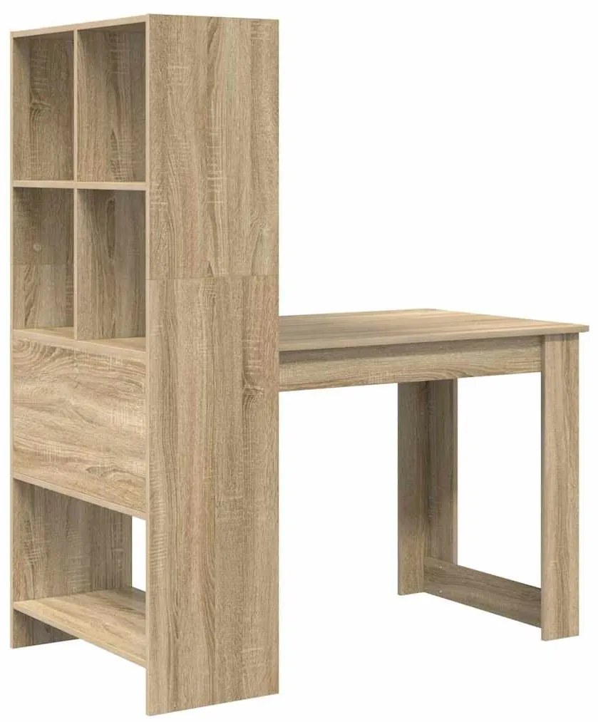 Asztal polcokkal sonoma tölgy 122 x 67 x 145 cm Faanyag