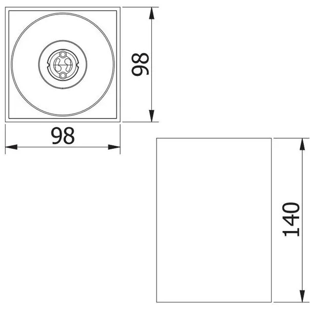 Lámpa Mennyezeti lámpatest TENSA, aluminium, 90x90x140 mm, IP20, GU10 max. 20W, négyzet, fehér