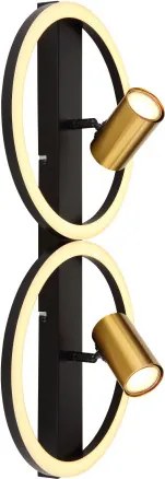 Globo 57033-2 Fali lámpa fém fekete matt, fém sárgaréz matt, műanyag fehér, HxSzxM: 600x300x155mm, LED 24W 230V, 2850lm forrás, 1400lm kimenet, 3000K, 2x GU10 LED 5W 230V izzók nélkül