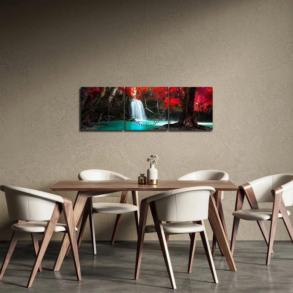 Kép - Vízesés (órával) (90x30 cm)