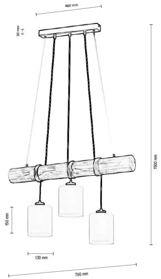 Spot-Light 68869351 - Zsinóros csillár TRENO 3xE27/25W/230V fenyő