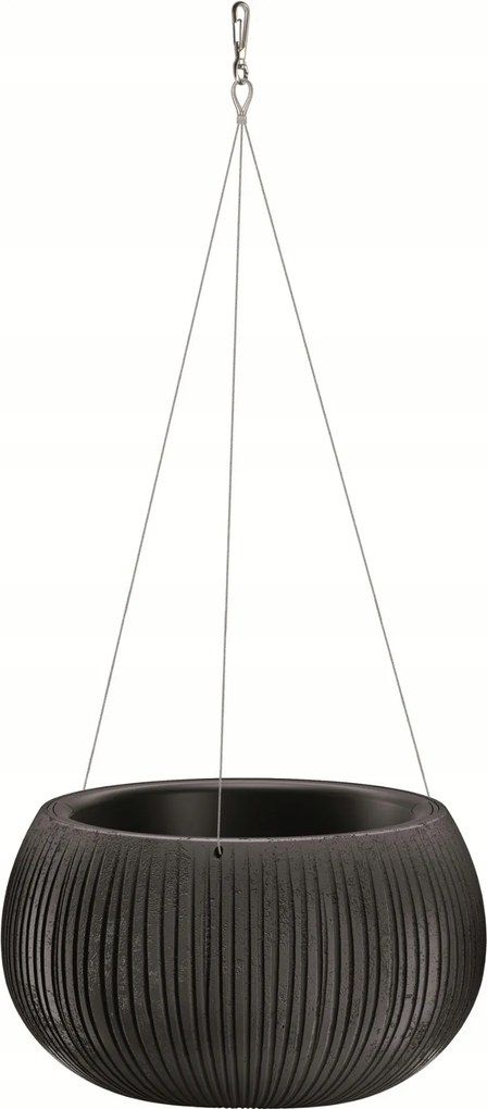 Függő kaspó betét 37x22cm fekete kerek