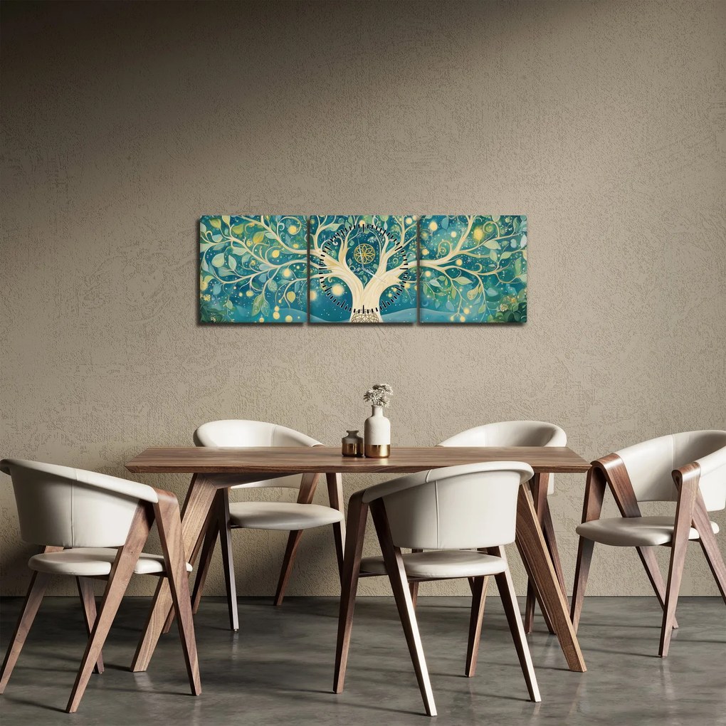 Kép – Mágikus fa spirálokkal (órával) (90x30 cm)