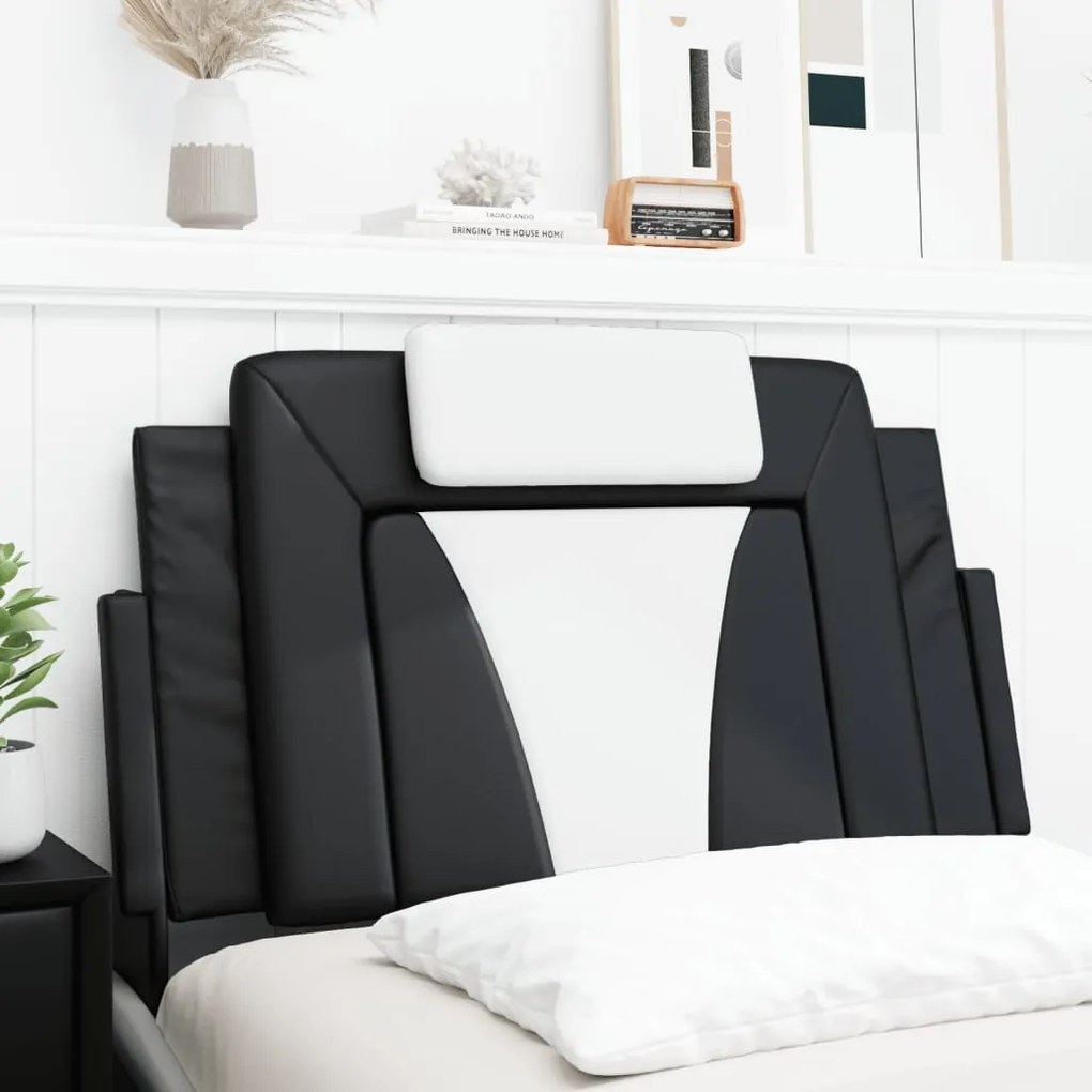 fekete és fehér műbőr fejtámla párna 90 cm