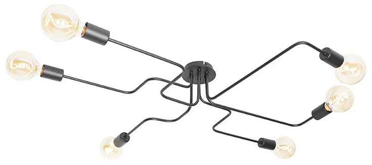 Design mennyezeti lámpa fekete 6 lámpás - Facile