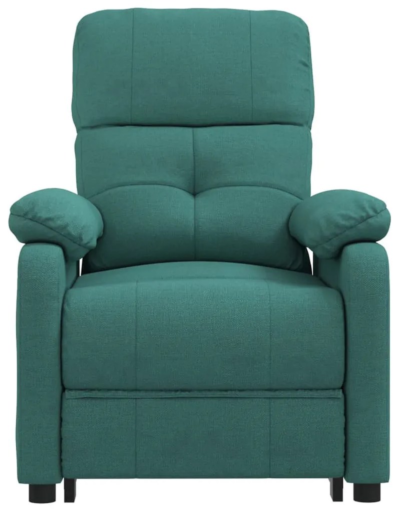 sötétzöld szövet elektromos dönthető fotel