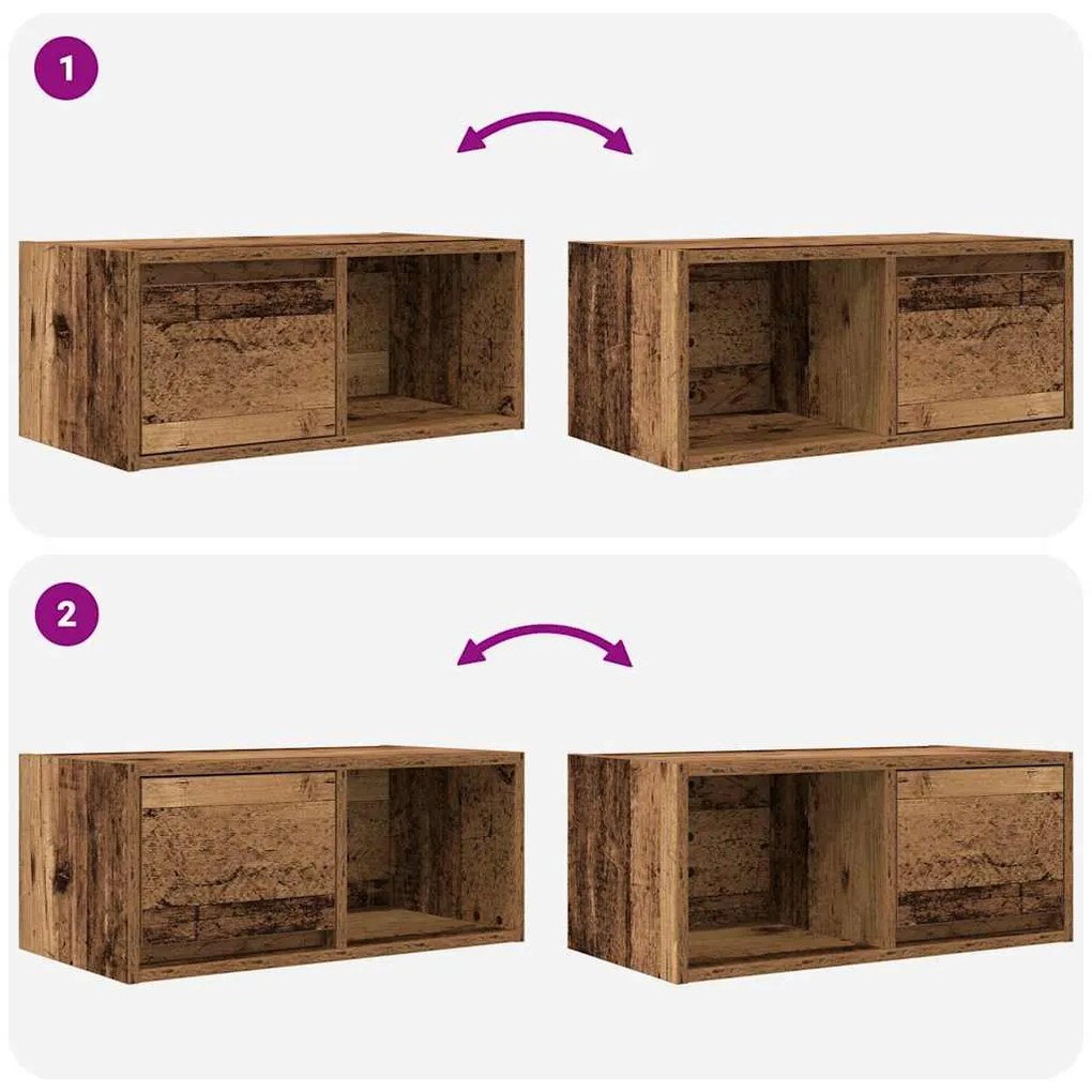 antik fa színű szerelt fa TV-szekrény 60x31x25,5 cm