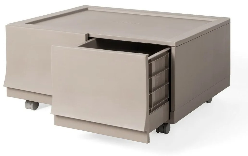 Wave twin Wood moduláris tárolódoboz kerekekkel54,6 x 43,4 x 22 cm, széles - 2 fiók - kerekek