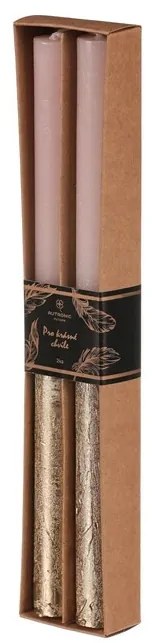 Kúpos gyertya szett, rózsaszín/arany, 2 db, parafín