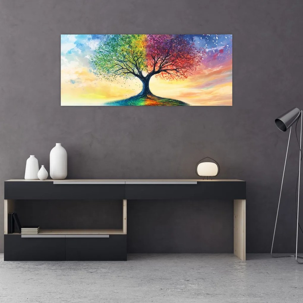 Kép – Évszakok festett fája (120x50 cm)