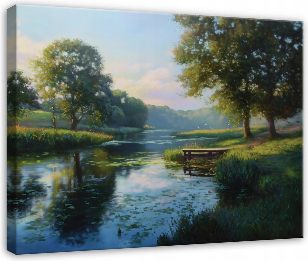 Vászonkép Erdő Folyó Természet Fák Hálószoba Nappali Konyha Vászon 40x30