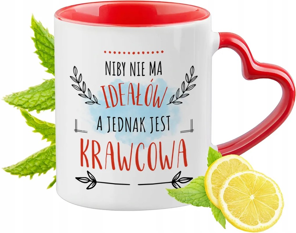 Varrónőnek Piros Bögre Szív Alakú Füllel Ajándék