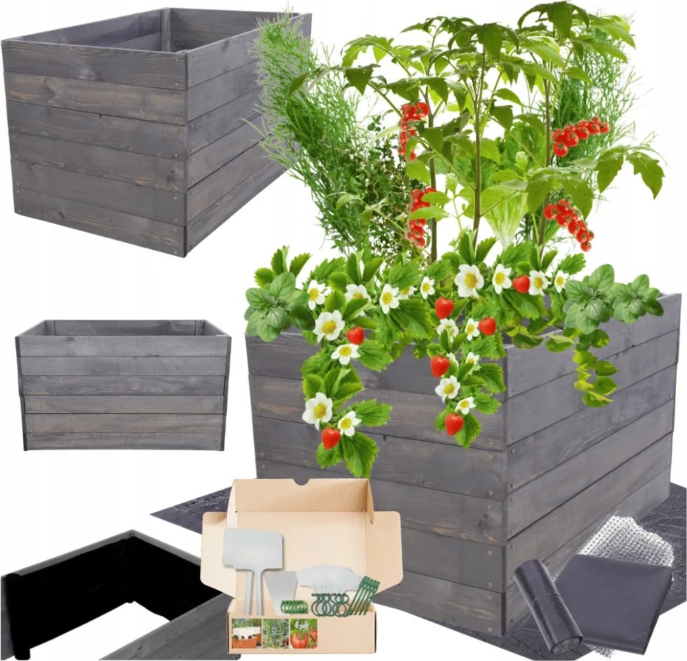 Magasított ágyás zöldséges láda impregnáló kaspó 54x60x60