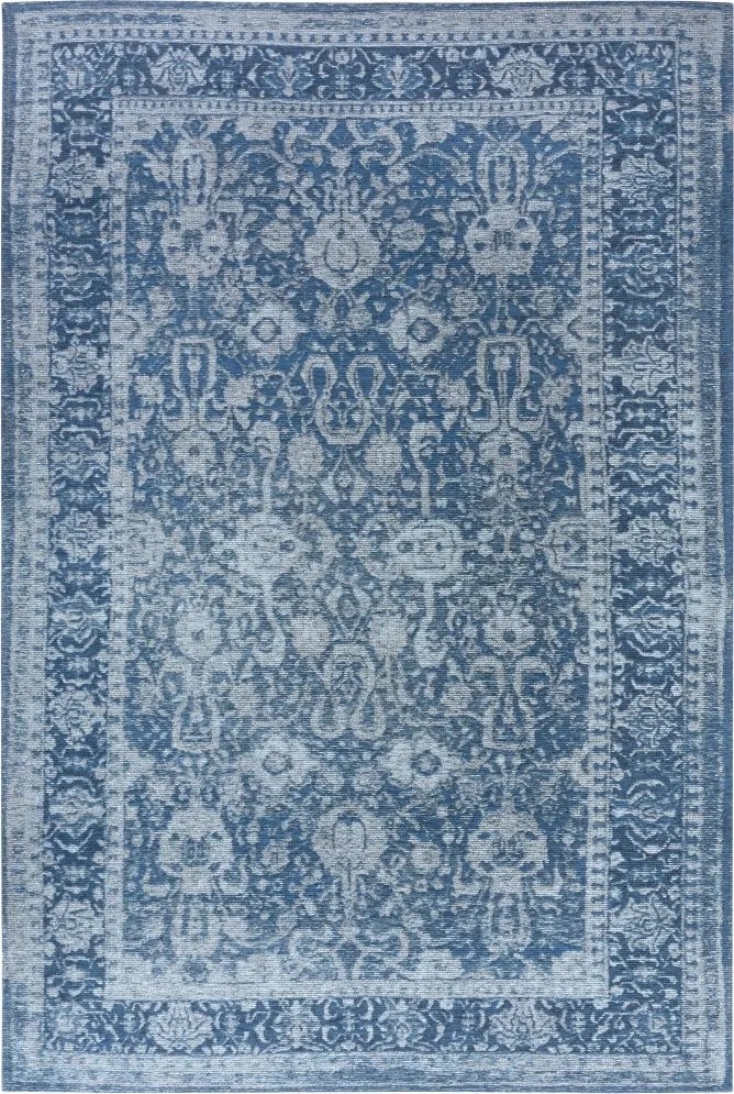 Nappali szőnyeg 160x235cm, zsenília mintás hagyományos kék lapos szövésű