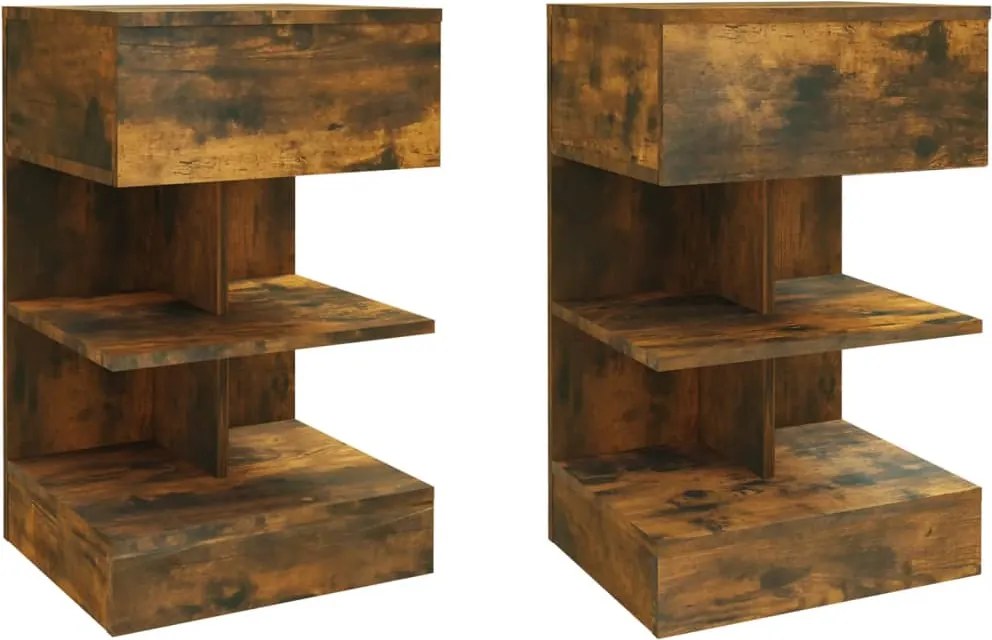 vidaXL 2 db füstös tölgy színű szerelt fa éjjeliszekrény 40x35x65 cm